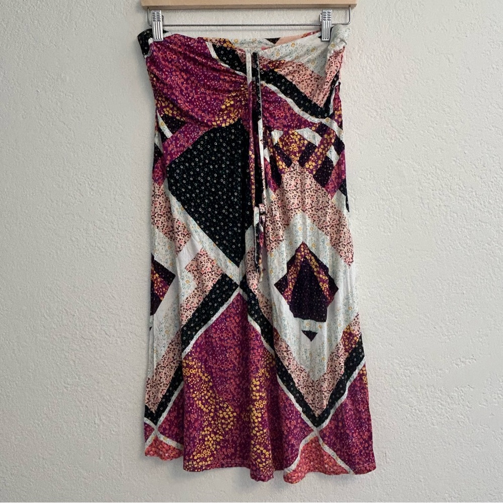 Esmara Boho Abstract Print Wrap Midi Skirt Women’s Size M Pink Black Festival